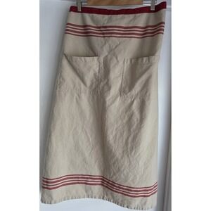 Sur La Table Unisex Bib Apron Beige Striped Cotton 35W x 34L